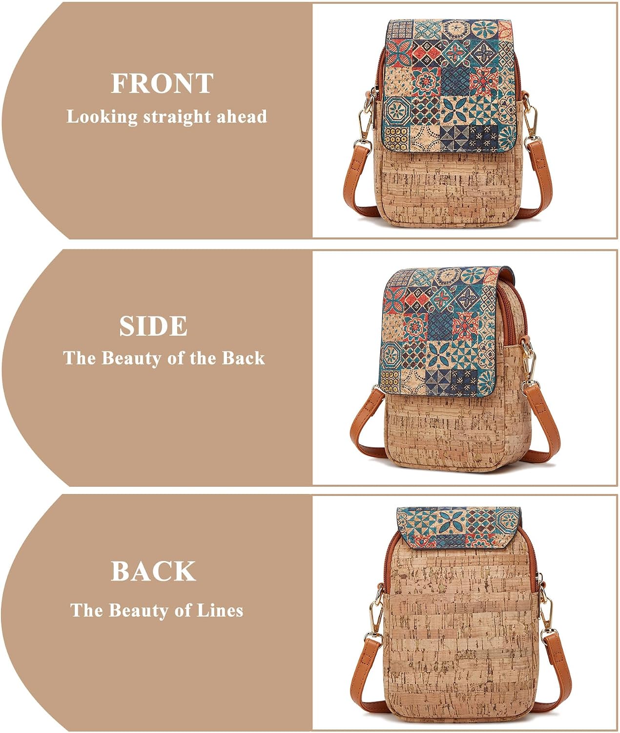 myfriday Vintage Crossbody Phone Bag for Women, Small PU Leather Shoulder Purse and Handbag
