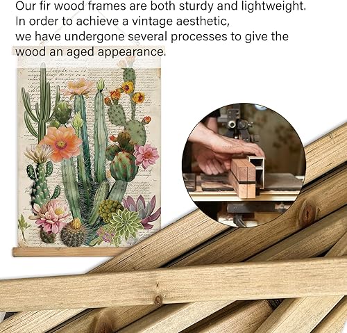 Miniatura 25 de XIAOAIKA Póster de botánica vintage con marco de madera, tabla de plantas venenosas antiguas, arte educativo botánico con especies peligrosas, 1