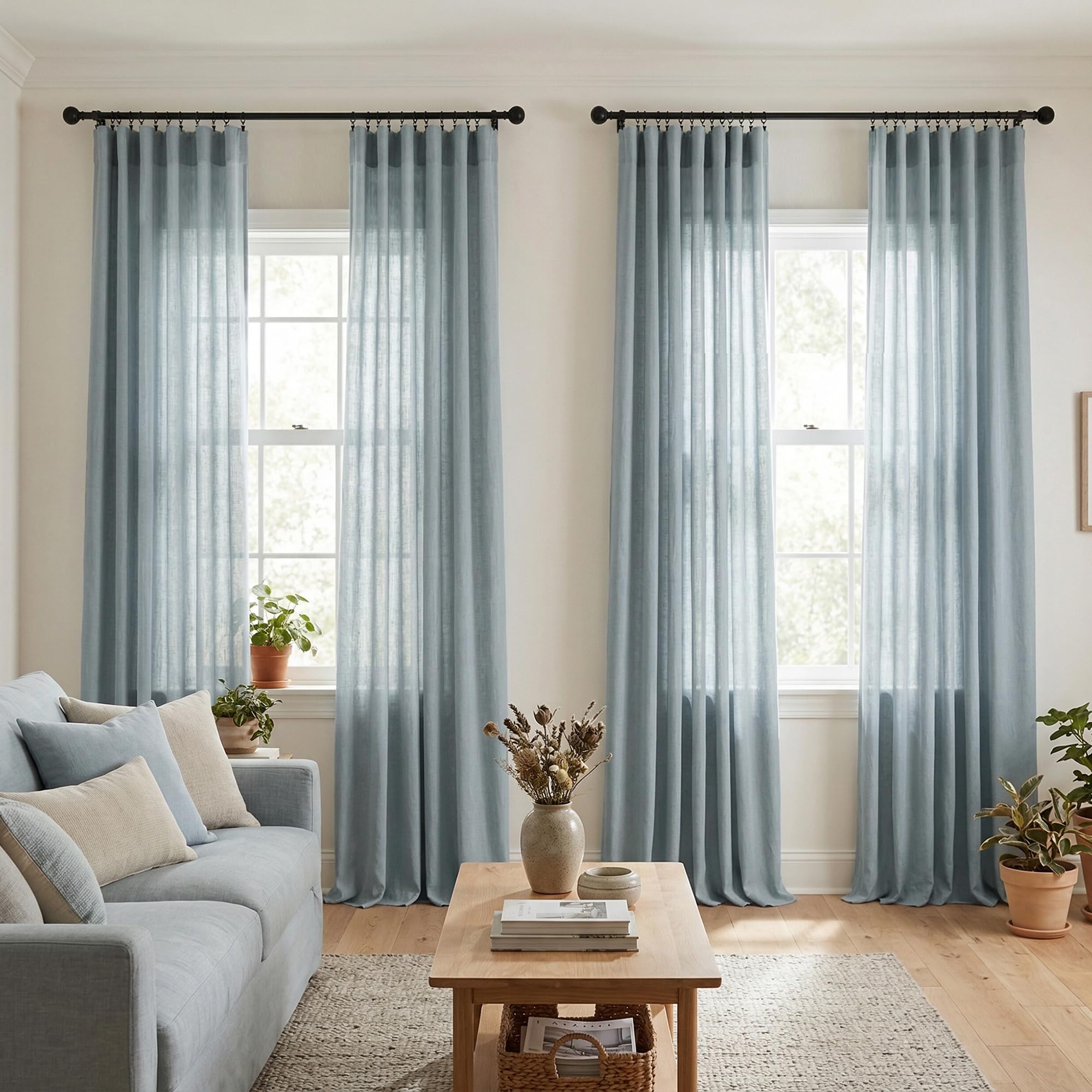 Amazon.com: Light Blue Curtains 96 Inches Long for Living Room