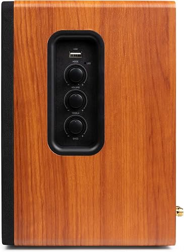 Audizio KS01B Active Bluetooth Bookshelf Speakers, 120W HiFi Home Audio Set, Wood Finish, Optical & RCA Inputs, USB Playback, Wireless Remote, Bass & Treble Controls, Compact Stereo Speakers - 4