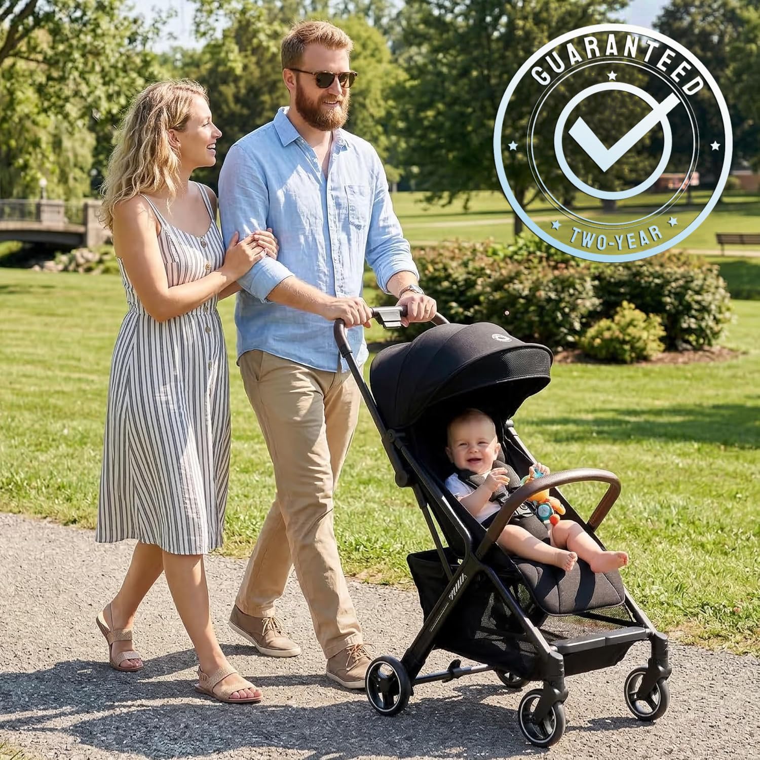 LullaRide Lightweight Travel Stroller, One-Hand Fold Airplane Carry-On, Compact Baby & Toddler Stroller with Cup & Phone Holder, 6.6 lbs Capacity Basket, Adjustable Reclining Backrest, Black - 3