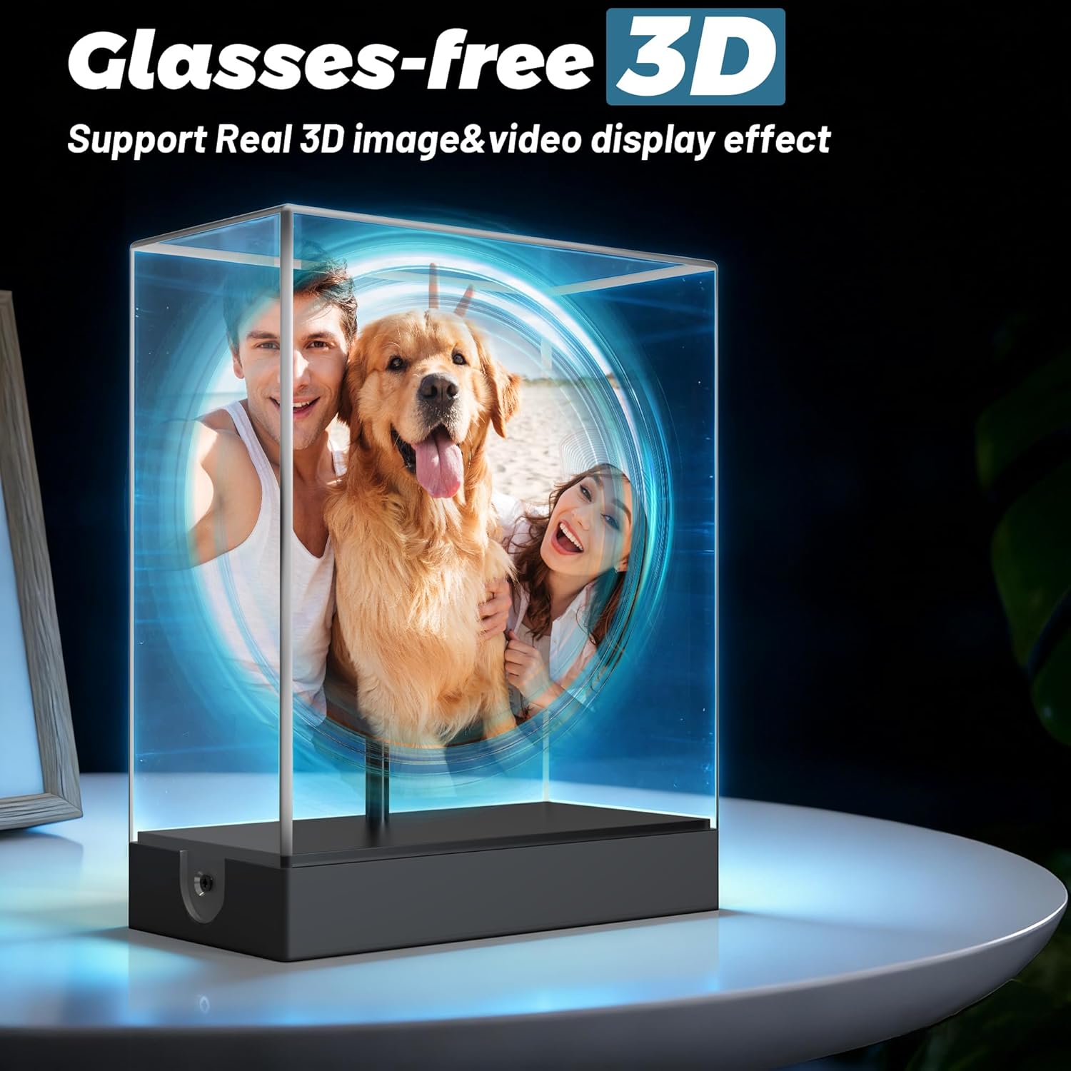 3D Hologram Fan with Cover, 3D Holographic Projector with Smart Control Customized Content, 3D Crystal Photo Video Gifts with 149 pcs LED Beads for Advertising, Wife Husband, Memorial Keepsake
