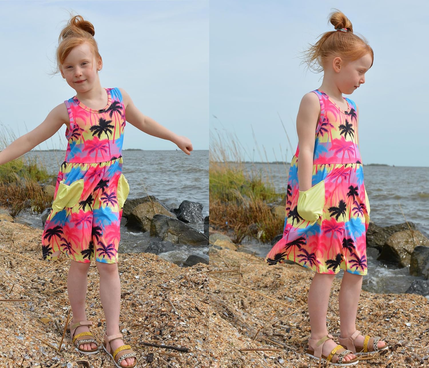 Little Girls Summer Sleeveless Dress Toddler Print Casual Sundress 2-7 Years - Image 3