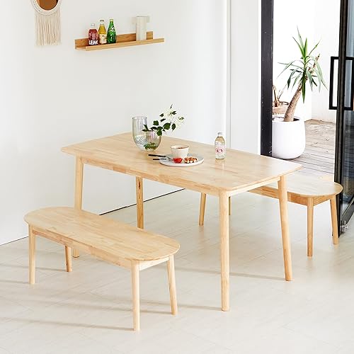 Miniatura 5 de Livinia Aslan Mesa de comedor rectangular de madera de roble malayo de 59 pulgadas, escritorio grande de cocina de madera maciza (roble natural)