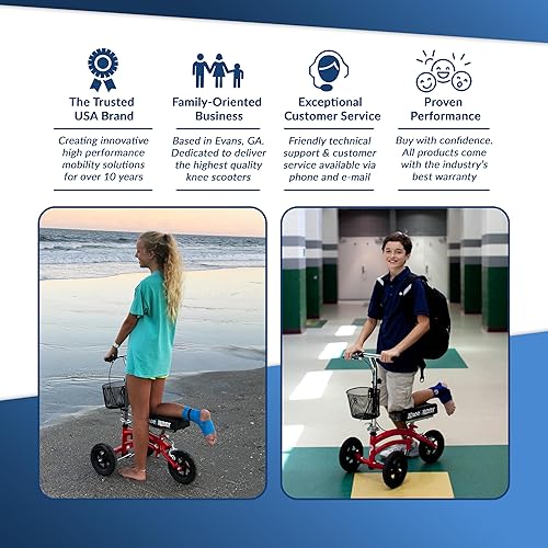 Miniatura 2 de KneeRover Jr - Patinete todo terreno para adultos y niños pequeños en color rojo