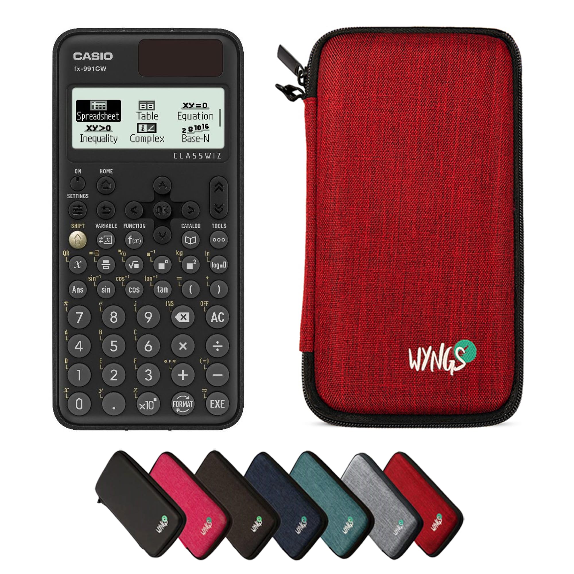 Casio fx-991CW ClassWiz con Custodia Protettiva WYNGS inclusa Rosso - Calcolatrice Scientifica - Pacchetto Base
