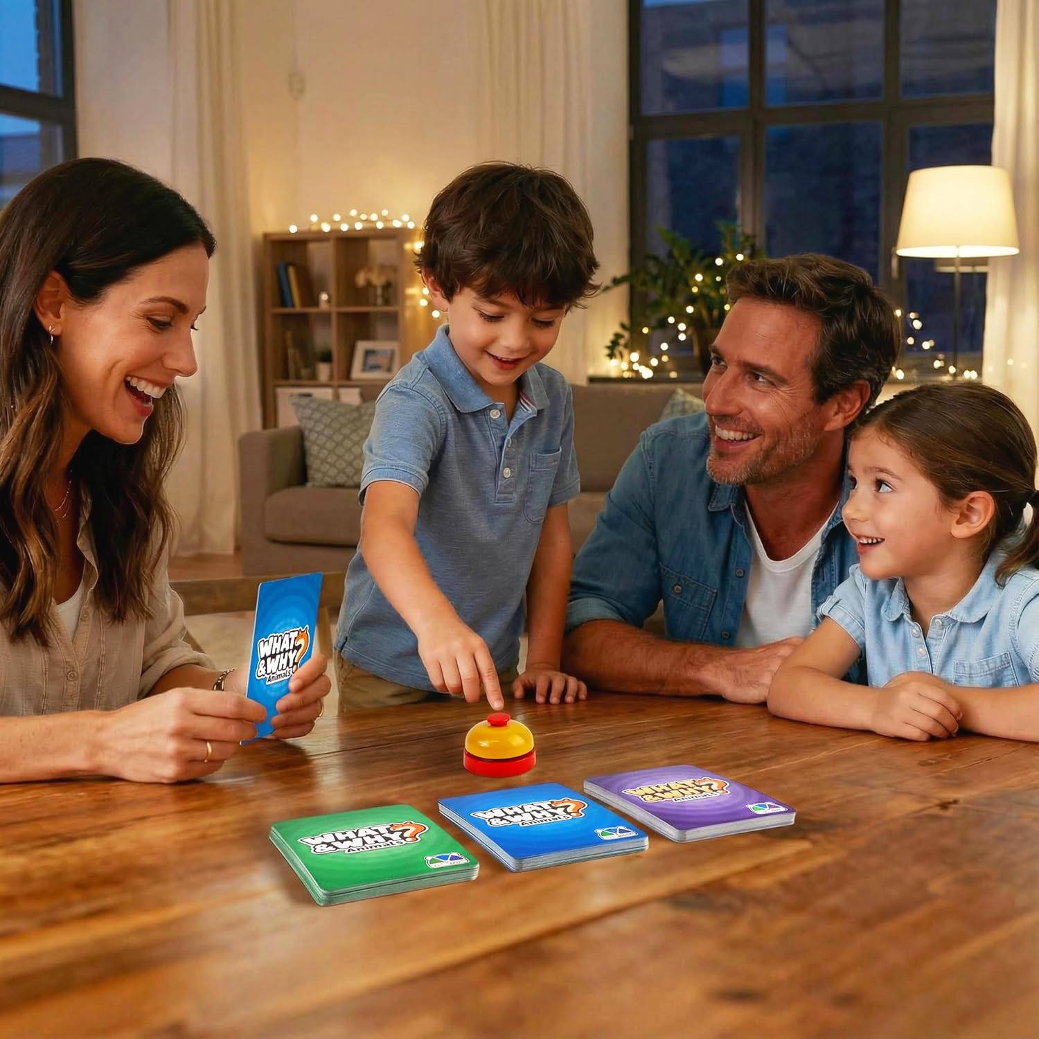 rokt&razo, What&Why? 87 Jumbo Cards with the Bell, Guess the Animal Card Game, Fun Educational Trivia Game for Kids & Family, 3 Difficulty Levels, Stocking Stuffer, for Home, School & Travel, Ages 4+