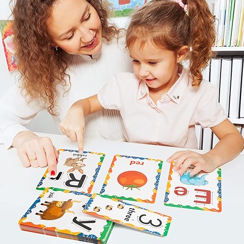 Miniatura 7 de D-FantiX Juego de 58 tablones de anuncios del alfabeto y números, tarjetas educativas de manuscritos para preescolar, números del alfabeto de