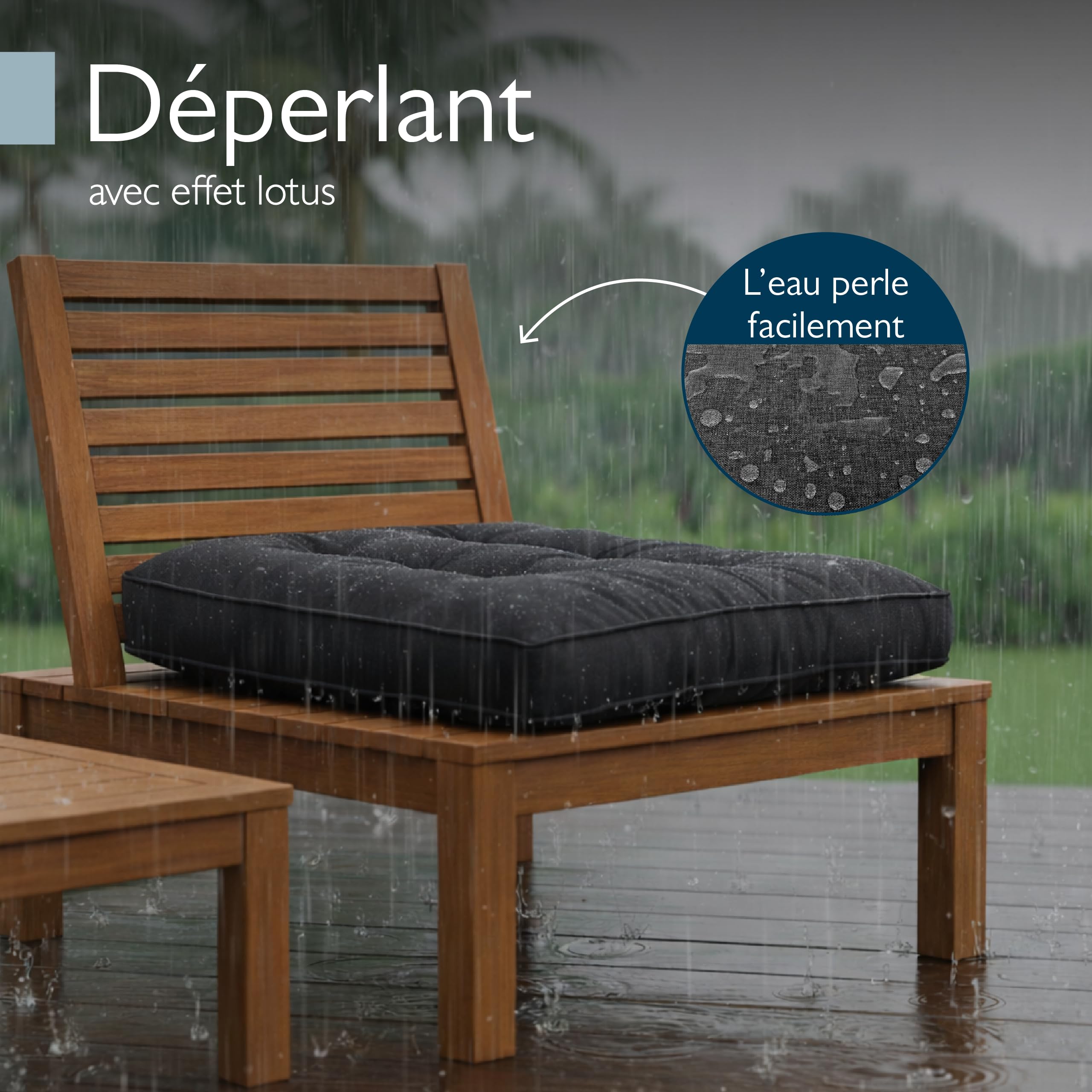 Beautissu Lounge Coussin Salon de Jardin Exterieur Assise 70x70 cm – Anti-Salissures Imperméable 10 cm d'épaisseur – Coussin Fauteuil Jardin Confortable Anthracite – BeauFlair