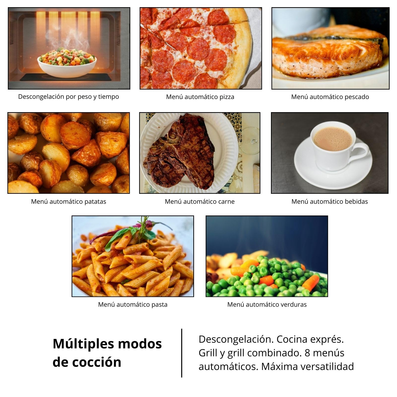 Corberó – Microonde senza piatto girevole con griglia | CMICW8023DF | 23L | 800W | Auto Menu | 5 Livelli di Potenza | Digital Touch | Funzione Sbrinamento | Pizza | Nero