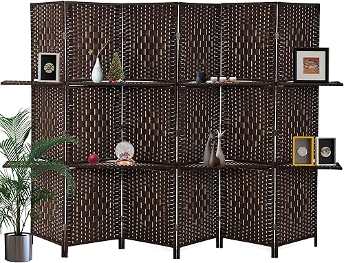 Miniatura 1 de Divisor de habitación, 6 paneles divisores de habitación y pantallas de privacidad plegables, divisor de pared de madera para separación de