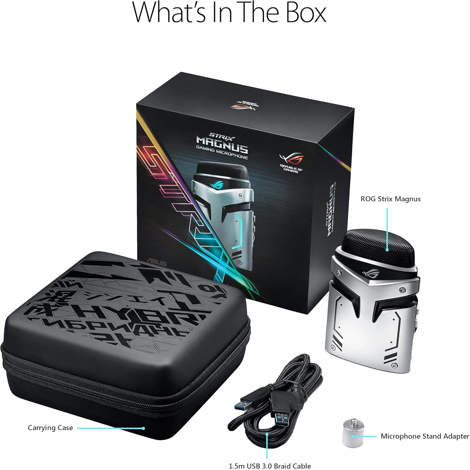 ASUS ROG Strix Magnus USB 3.0 Portable Gaming Condenser Microphone with Cardioid/Stereo/ENC and Aura Sync - 889349592625 (Renewed)