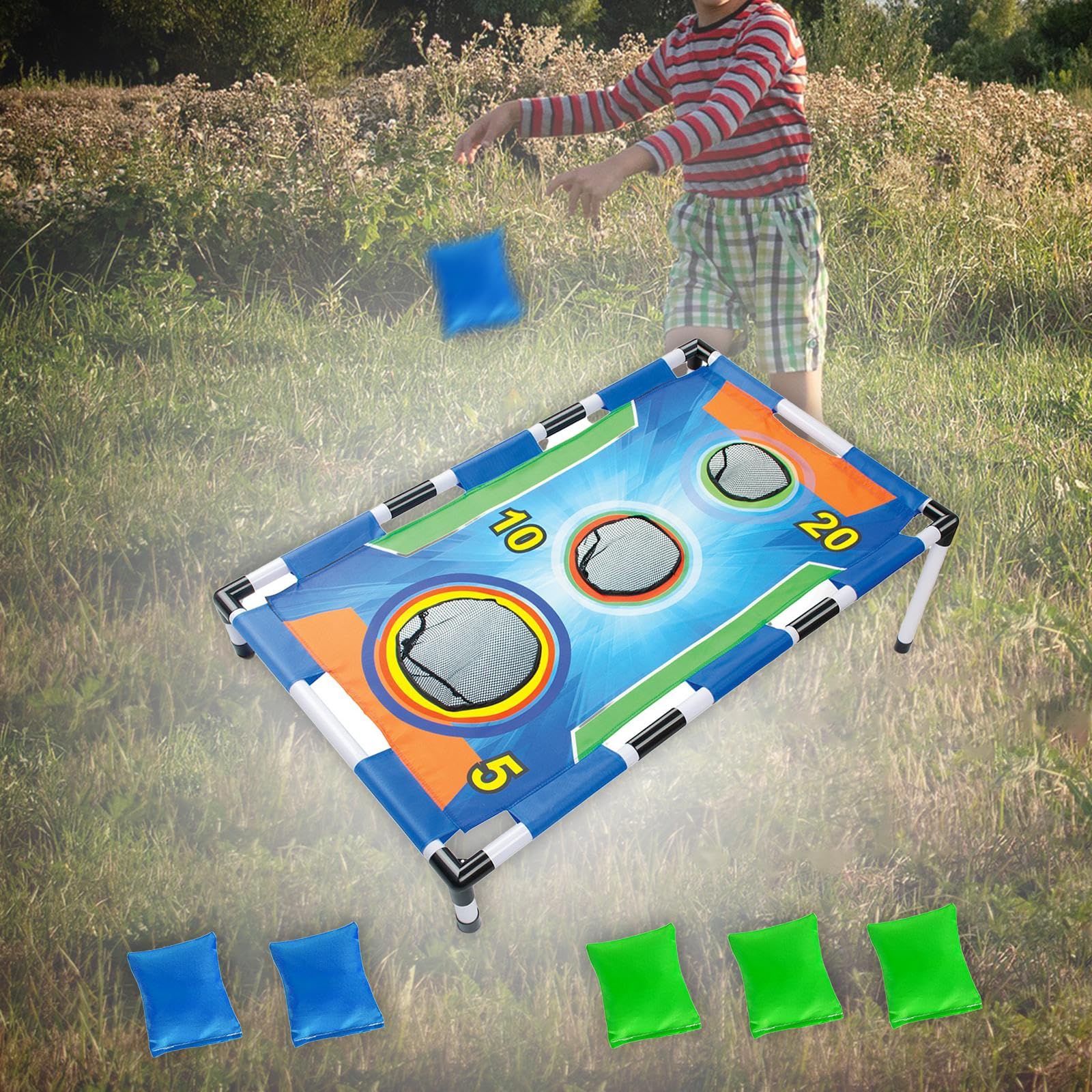 B Baosity Jeu de Lancer de Sacs de Sable, Jouet éducatif pour Les Tout-petits, 3 Trous