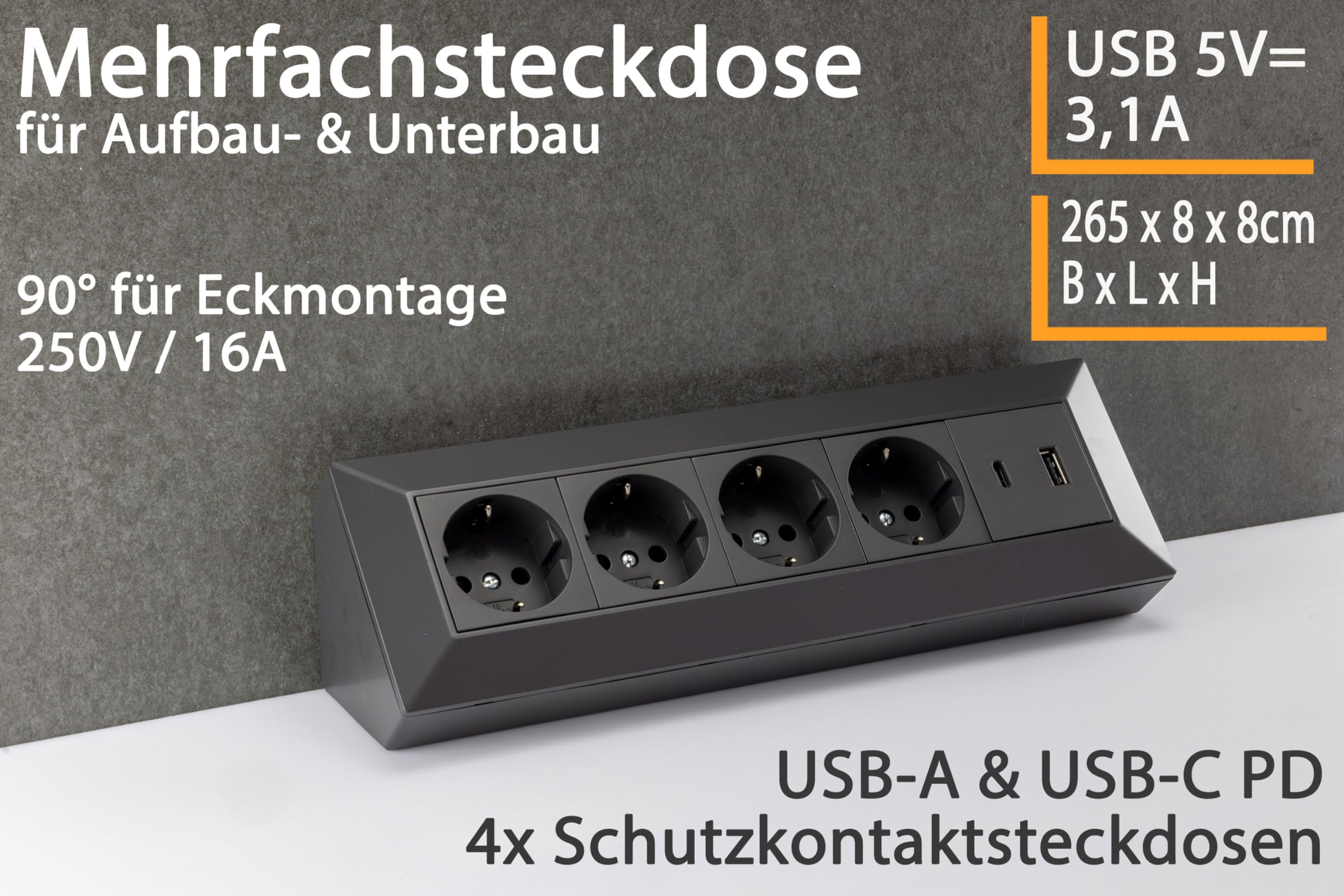 USB stopcontactblok, Desktop hoekstopcontact USB C met schakelaar, Meervoudig stopcontact met 2M verlengkabel voor keuken, kantoor-Zwart USB stopcontactblok, Desktop hoekstopcontact USB C met schakelaar, Meervoudig stopcontact met 2M verlengkabel voor keuken, kantoor-Zwart