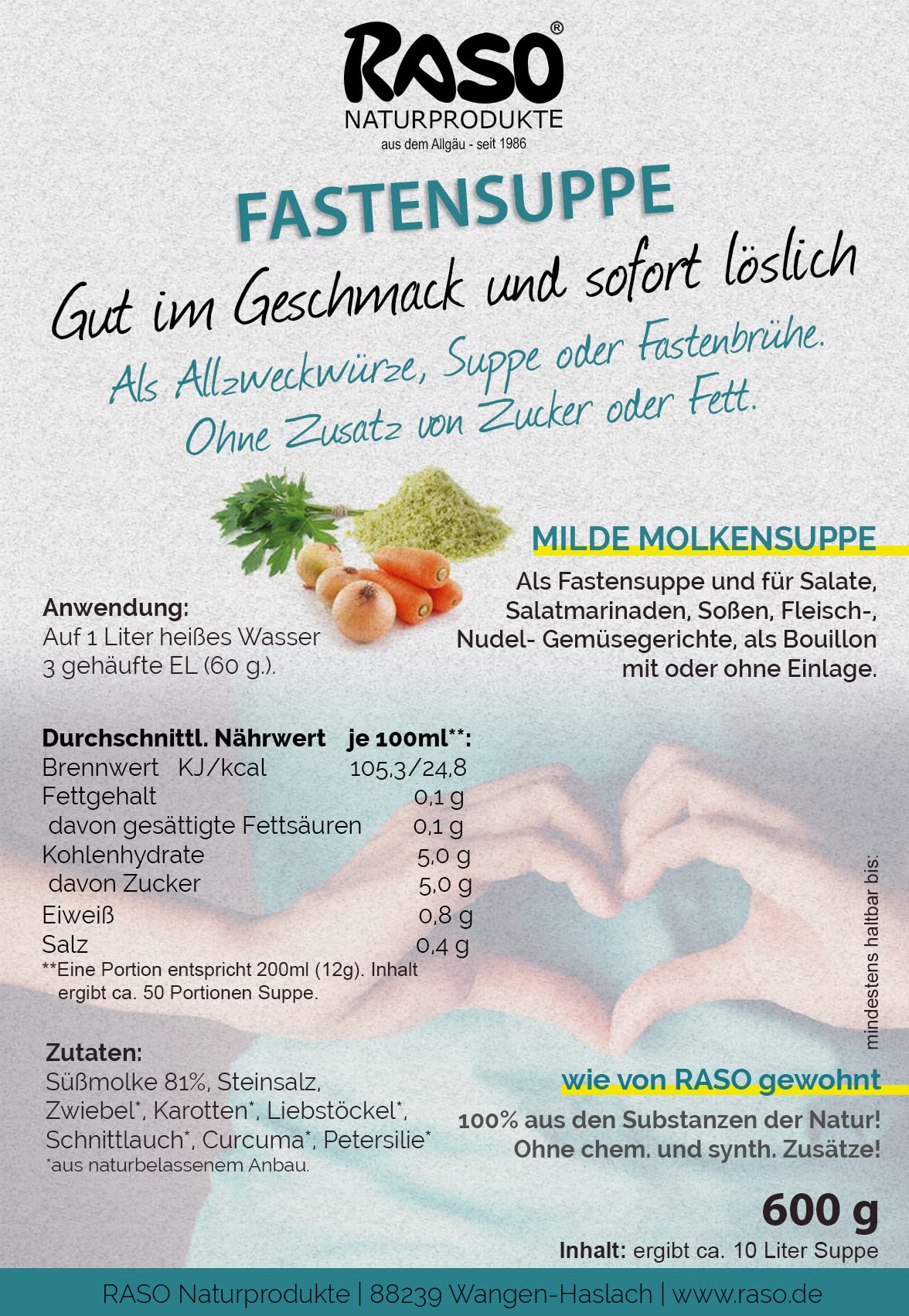 Suppen zum abnehmen - ( max. 0.2g Fett ) Tomatensuppe 600g - Fitness Suppe 700g (Molke) - Fastensuppe 600g - Fasten mit Molke - Basische Ernährung ohne chemische & synthetische Zusätze