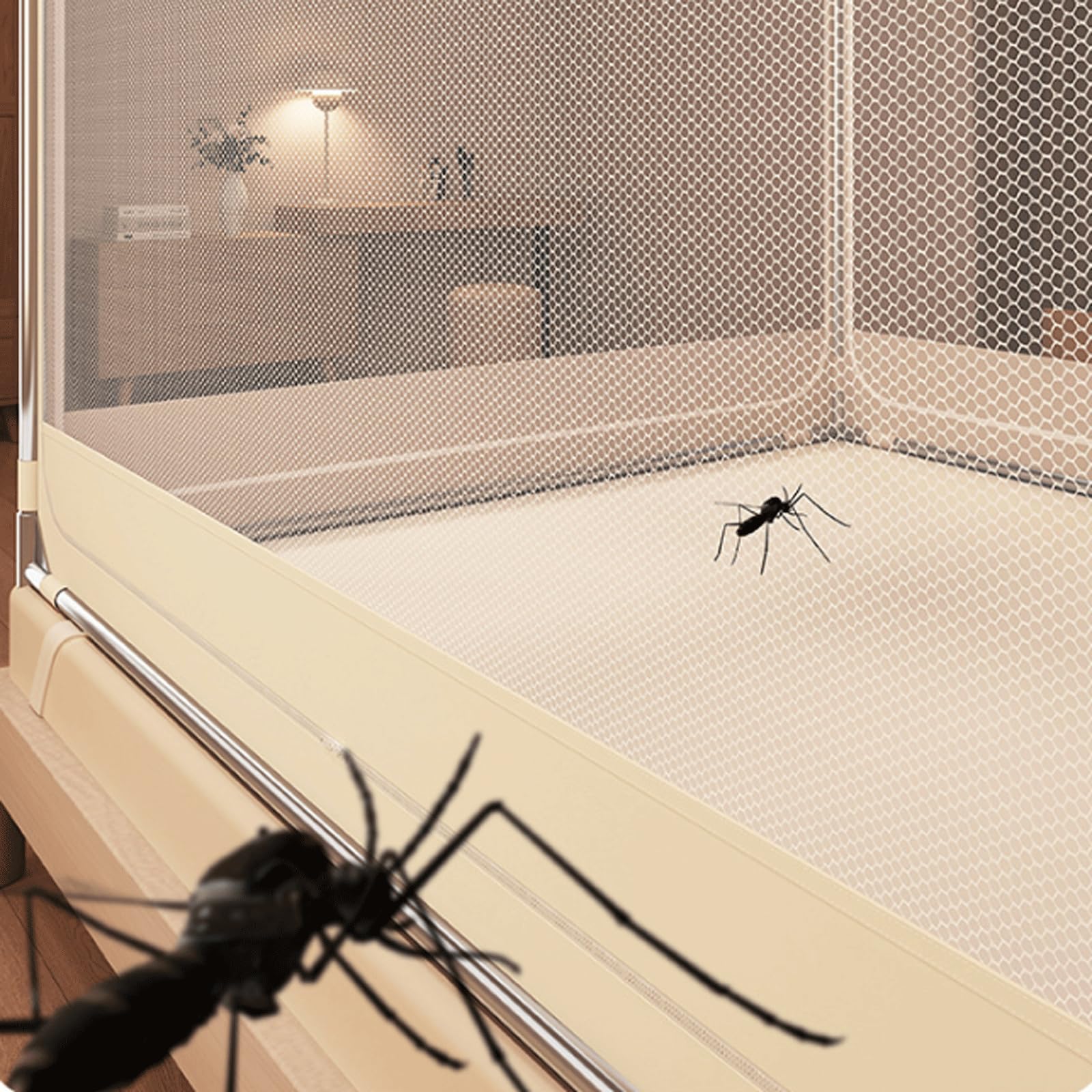 mosquitera Mosquito Tienda de la Red para Camas 3 Entradas Cuergas de la Cama Traje de Evitar caerse de la Cama con Techo a Prueba de Polvo para Cama pequeña a King Size Mosquito Net