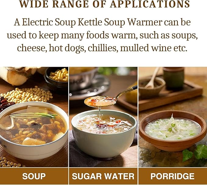 Olla Eléctrica para Sopa Acero Inoxidable 10L, Calentador Buffet miniatura 6