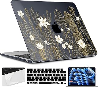 TWOLSKOO for M4 MacBook Air 13.6 inch Case 2025-2022 Release M4 A3240 M3 A3113 M2 A2681, Plastic Hard Shell & Screen Protector & Keyboard Cover & Trackpad Film, Cute Cactus