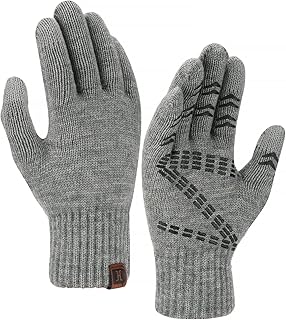Sponsored Ad - FZ FANTASTIC ZONE Men’s Winter Gloves Warm Thermal Soft Wool Knit Touch Screen Gloves for Men