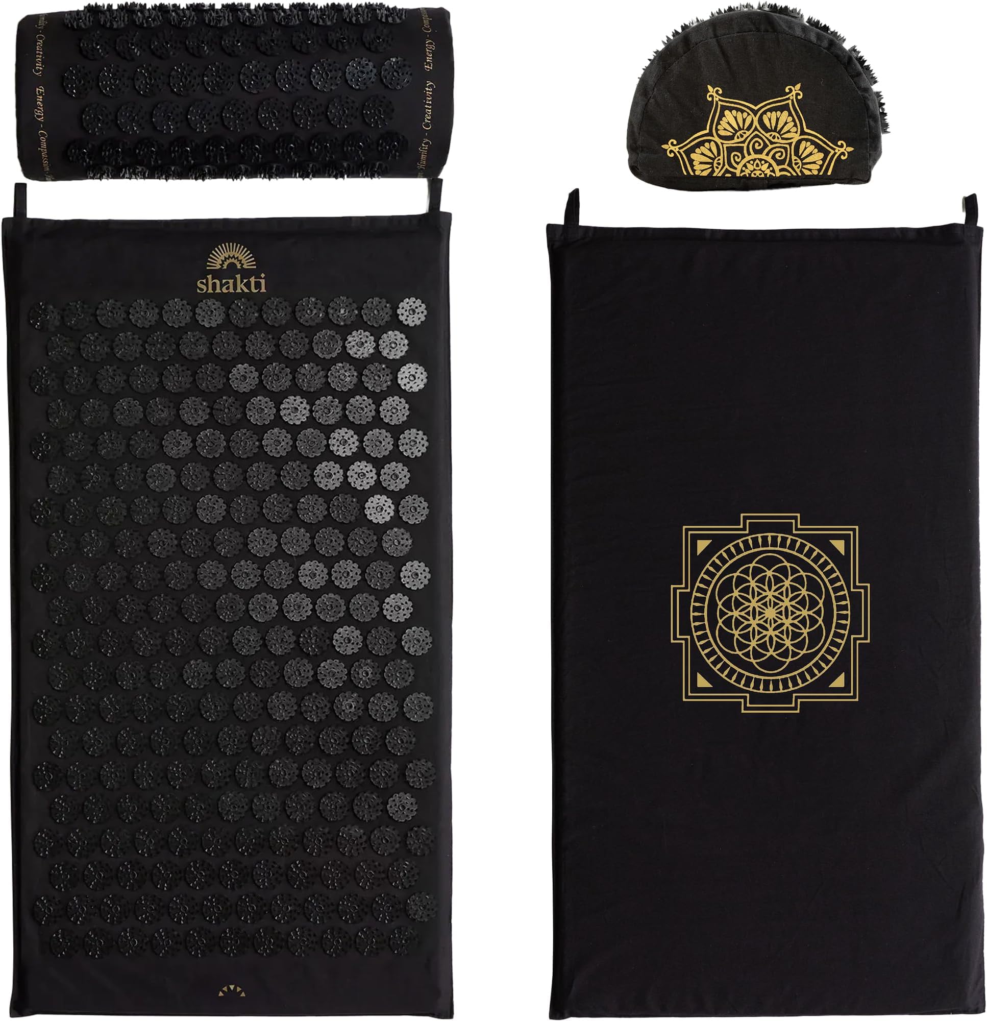 ShaktiMat Classic Acupressure Mat & Neck Pillow Set, Level 2 Intensity in Black, Sustainable & Durable, Relieves Stress & Tension, Promotes Relaxation & Focus, FSA/HSA Eligible