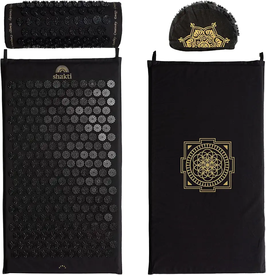 ShaktiMat Classic Acupressure Mat &amp; Neck Pillow Set, Level 2 Intensity in Black, Sustainable &amp; Durable, Relieves Stress &amp; Tension, Promotes Relaxation &amp; Focus, FSA/HSA Eligible
