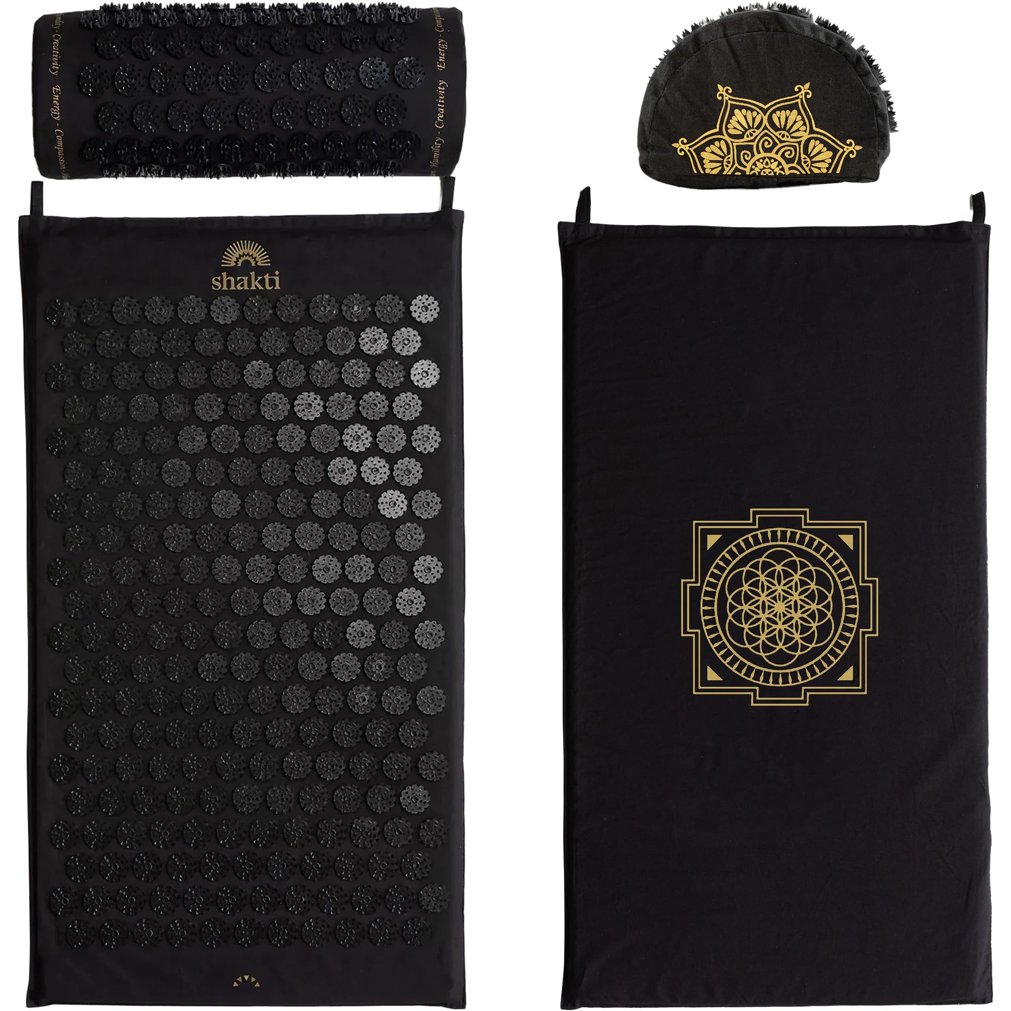 Classic Acupressure Mat & Neck Pillow Set, Level 2 Intensity in Black, Sustainable & Durable, Relieves Stress & Tension, Promotes Relaxation & Focus, FSA/HSA Eligible