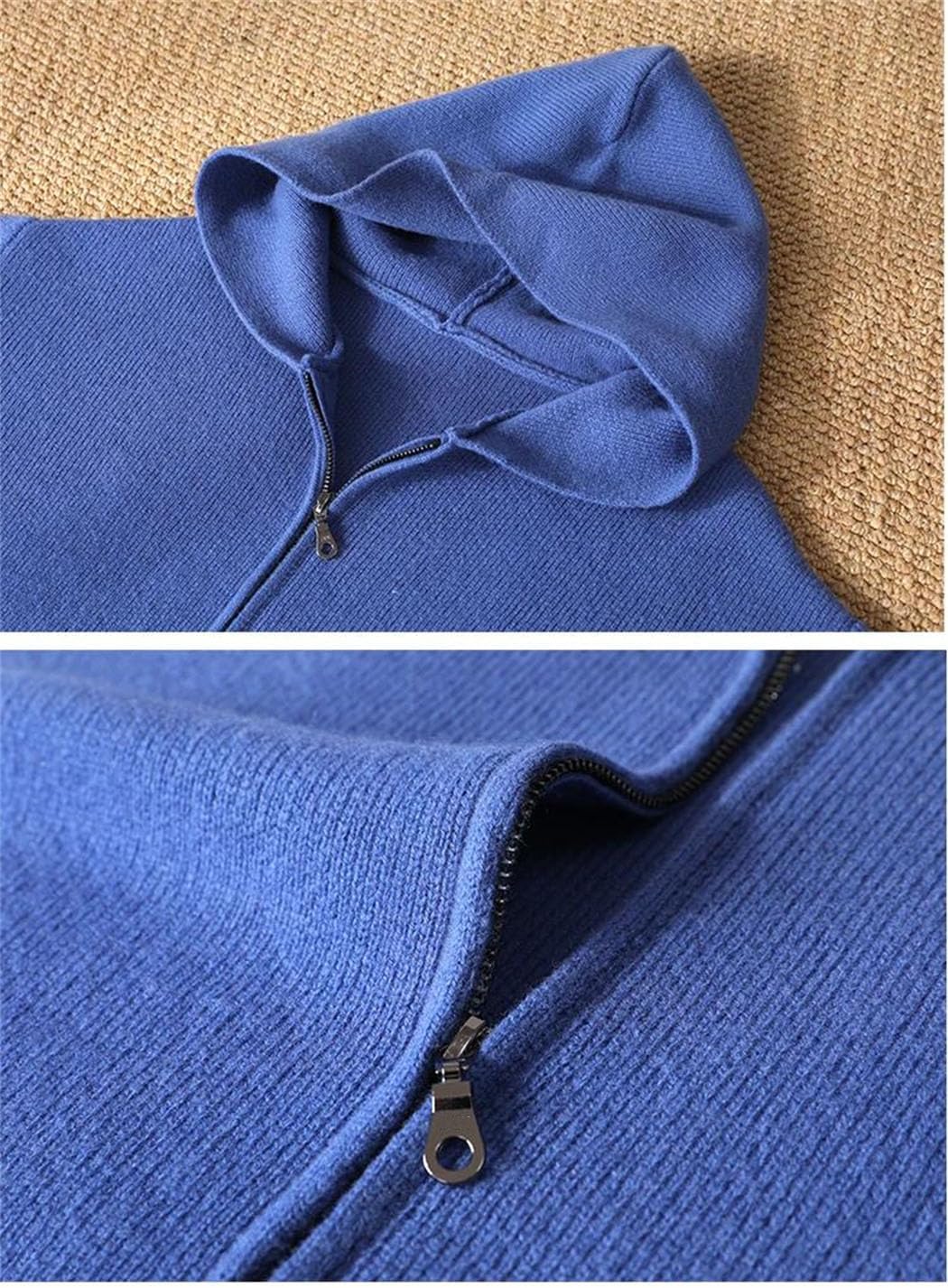 Men's Merino-Wool Sweater Knitted Cardigan Autumn-Winter Casual Long Sleeved Business Hooded Sweater