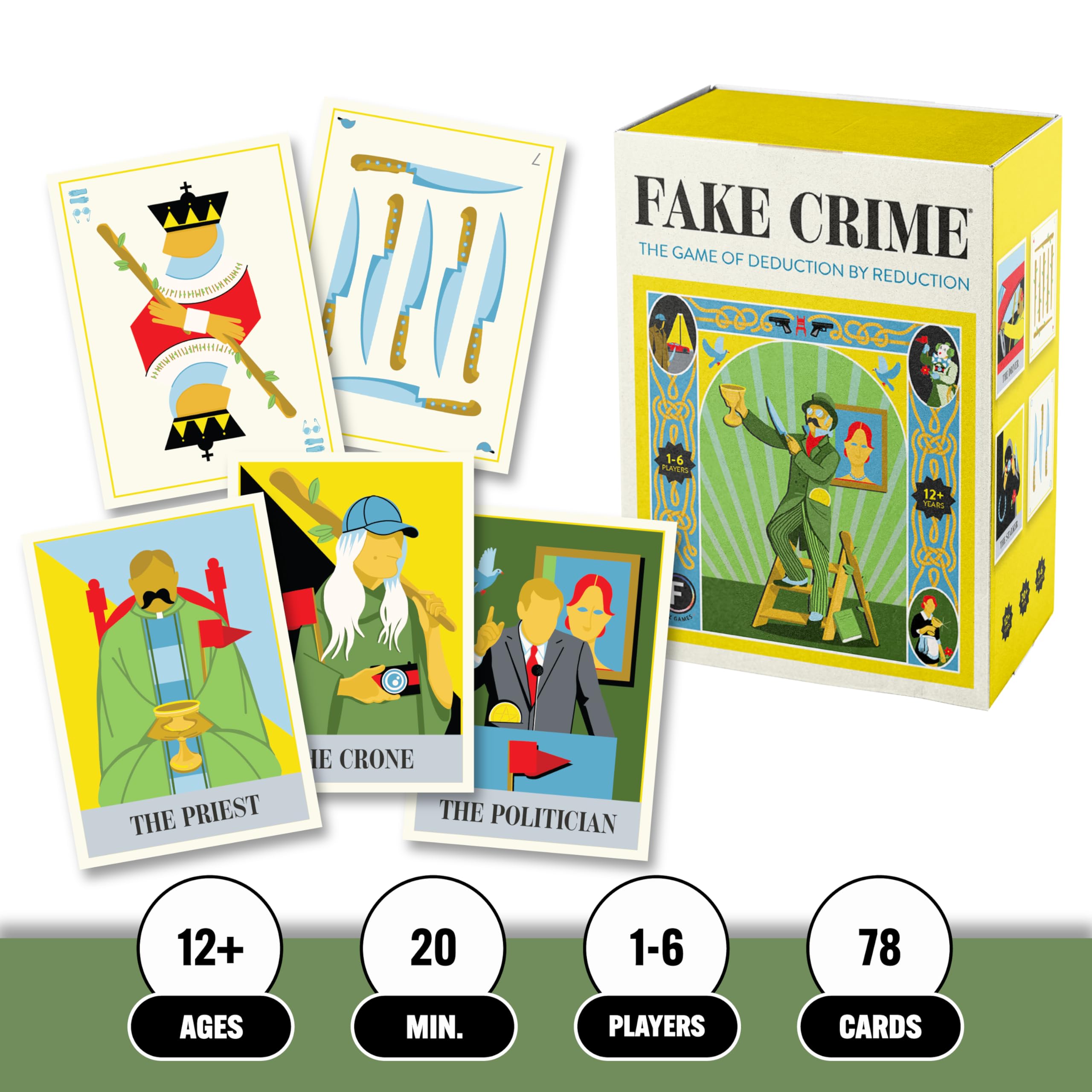 FITZ Gefälschtes Kriminal-Partyspiel – schnelles Strategie-Kartenspiel mit Hinweisen und Abzug mit 5 Spielmöglichkeiten – für Kinder ab 12 Jahren, 1–6 Spieler, 20 Minuten Spielzeit
