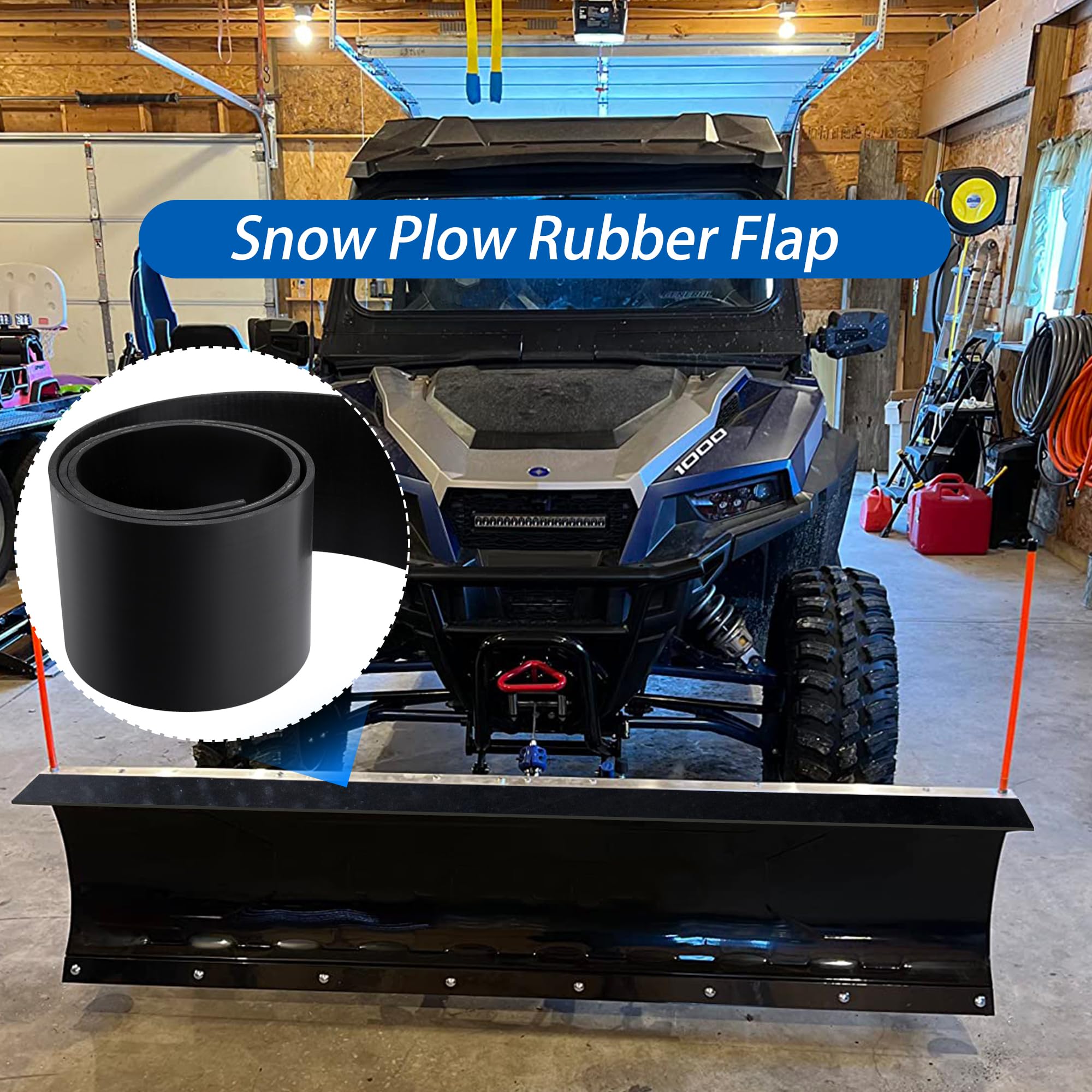RunNico Solapa Universal para quitanieves, Deflector de Nieve de Goma de 72 x 8 x 1/4 Pulgadas con 11 Juegos de Accesorios de Montaje, Accesorios de Deflector de arado de Goma, Apto para Cuchillas de