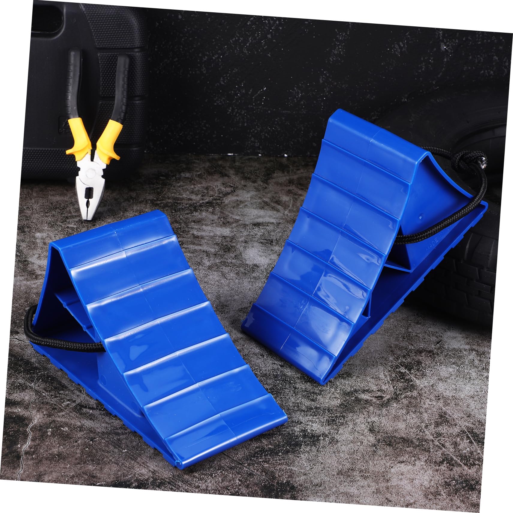 GLEAVI Calzos para Ruedas de Vehículos Azules de Plástico, 2 Piezas