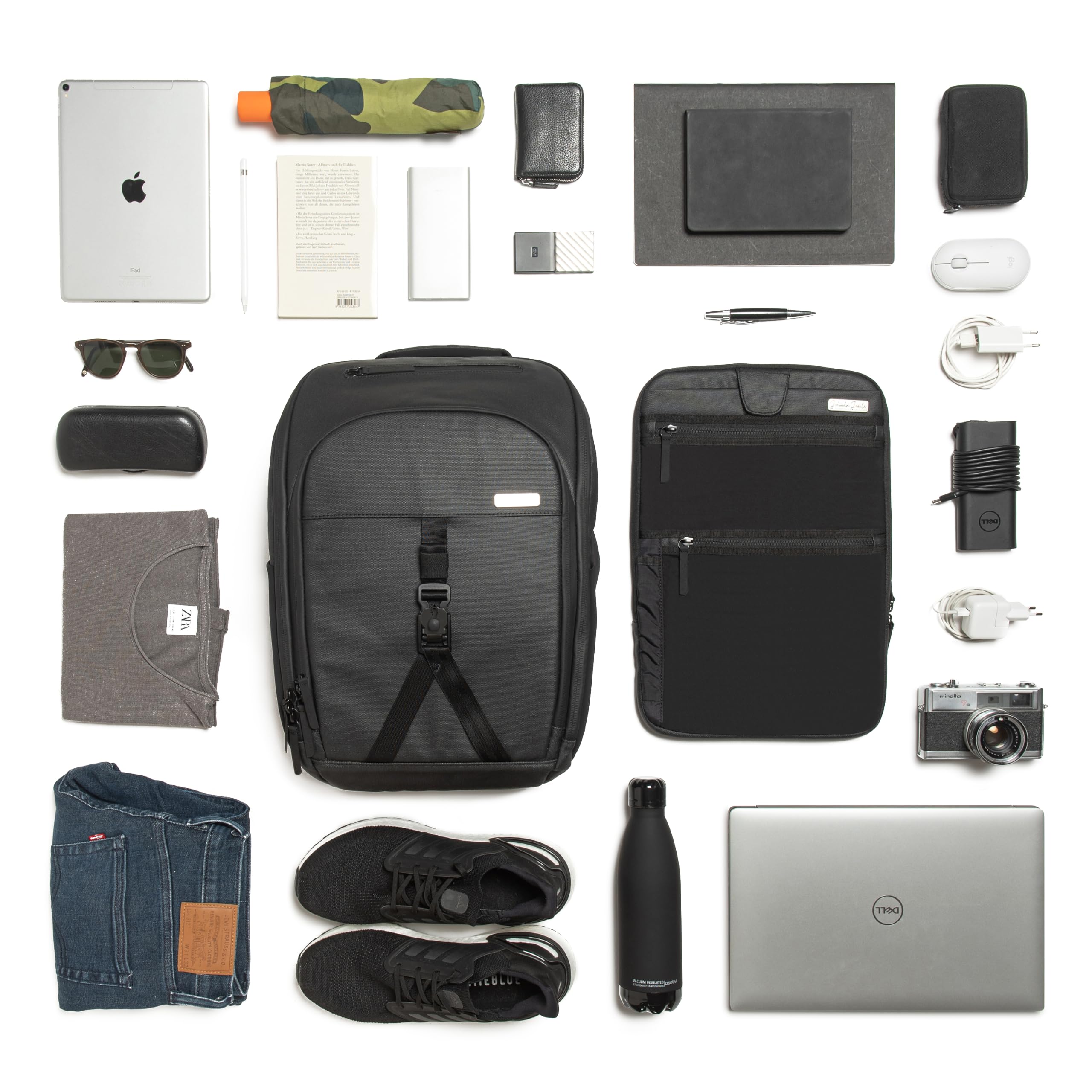 Jaimie Jacobs Smarter Daypack Laptop-Rucksack mit Tech-Sleeve | Business- & Reiserucksack mit Laptoptasche bis 16,1", 25 Fächern, Kofferöffnung, Geheimfach & 20-30L Volumen, wasserabweisend