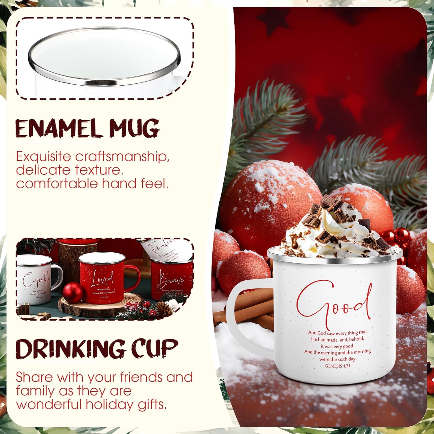 Mifoci 24 Pcs Christian Enamel Coffee Mugs Bulk 12 oz Bible Verse Coffee Mugs with Handle Religious Inspirational Cups for Church Sunday School Women's Day Coworkers Gifts (Bible Words,Vivid Color) - Image 3