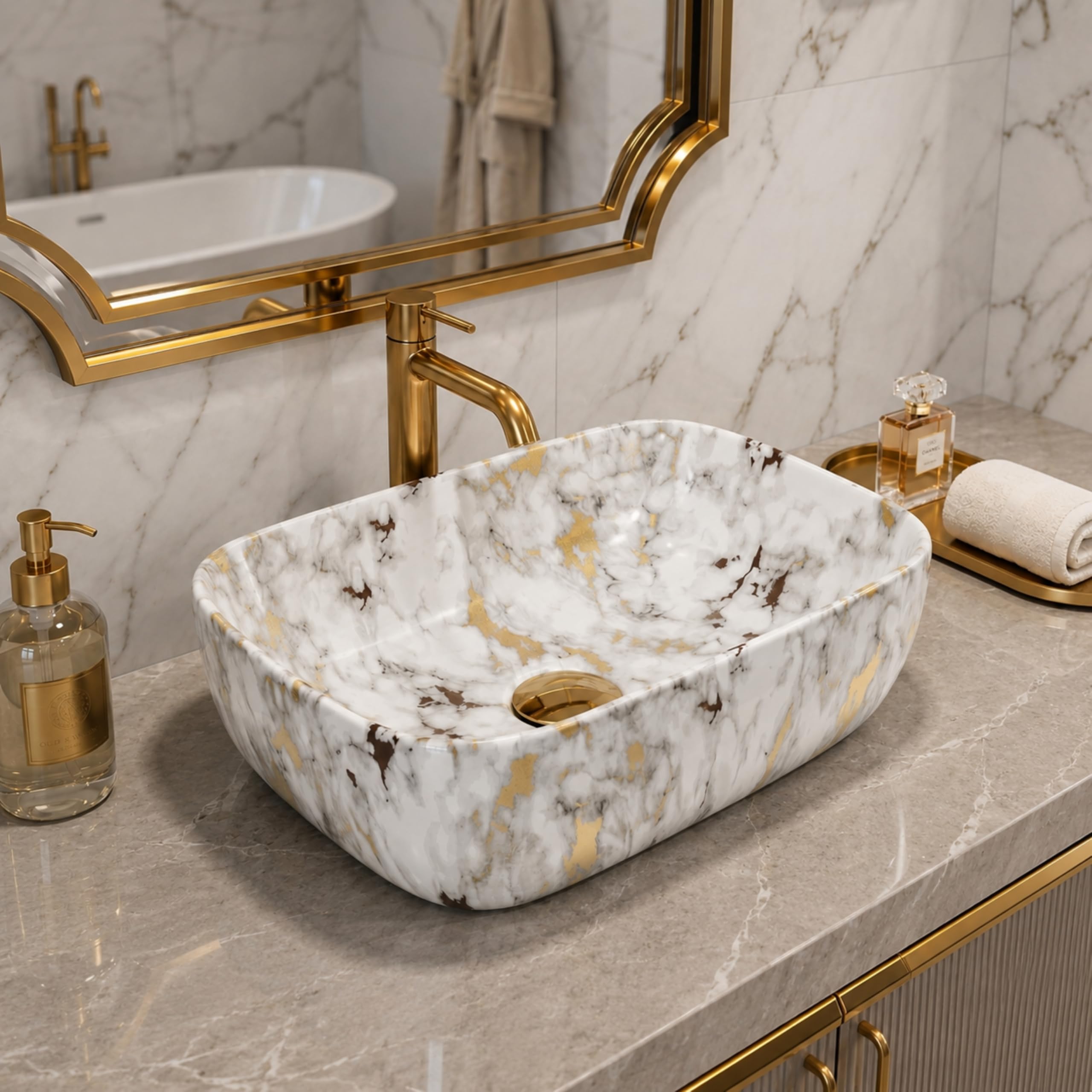 Reyal Grey Marble Wash Basin - Luxury Sink -9