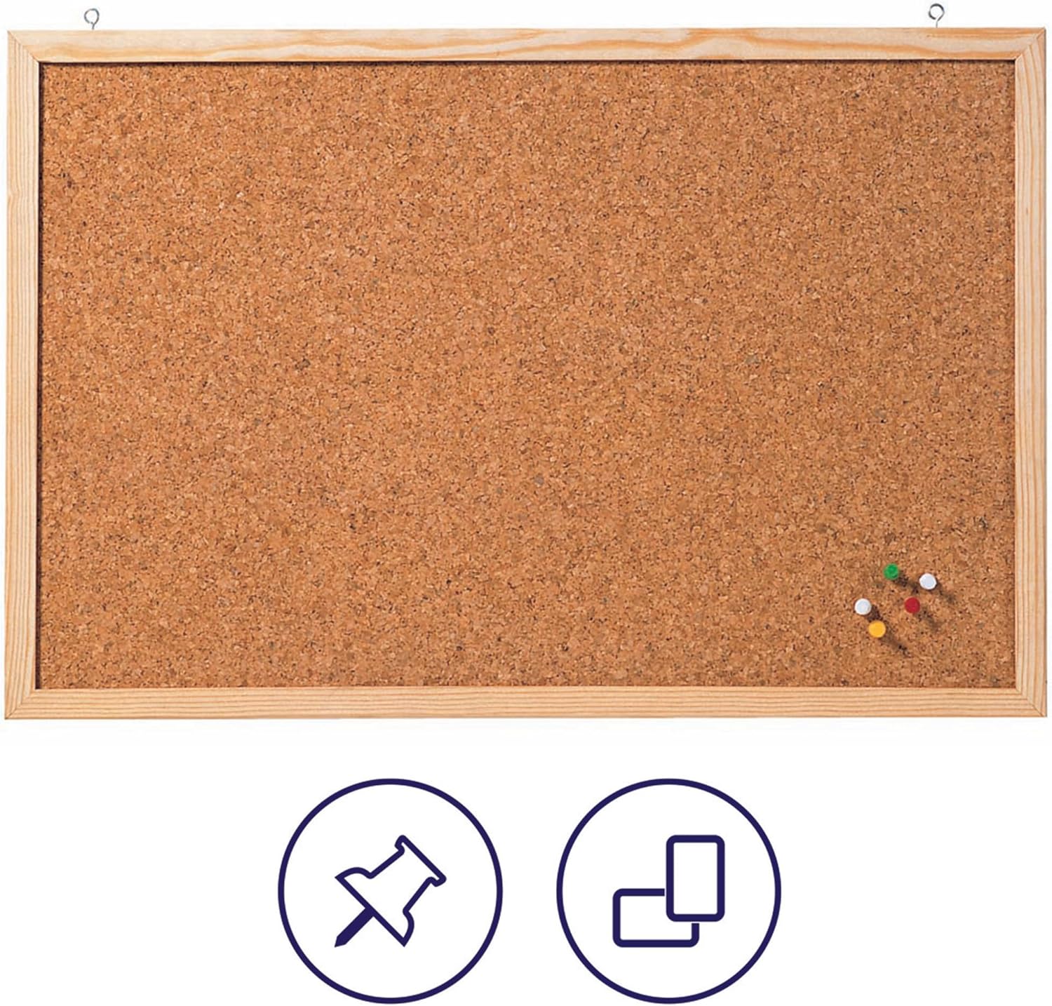 Cork memo Board. Surface Texture: Cork. Frame Material: Wood. Frame Colour: Natural. Accessories for Wall mounting: Wall mounting. Colour: Brown., Wood, Brown, 40 x 60 cm