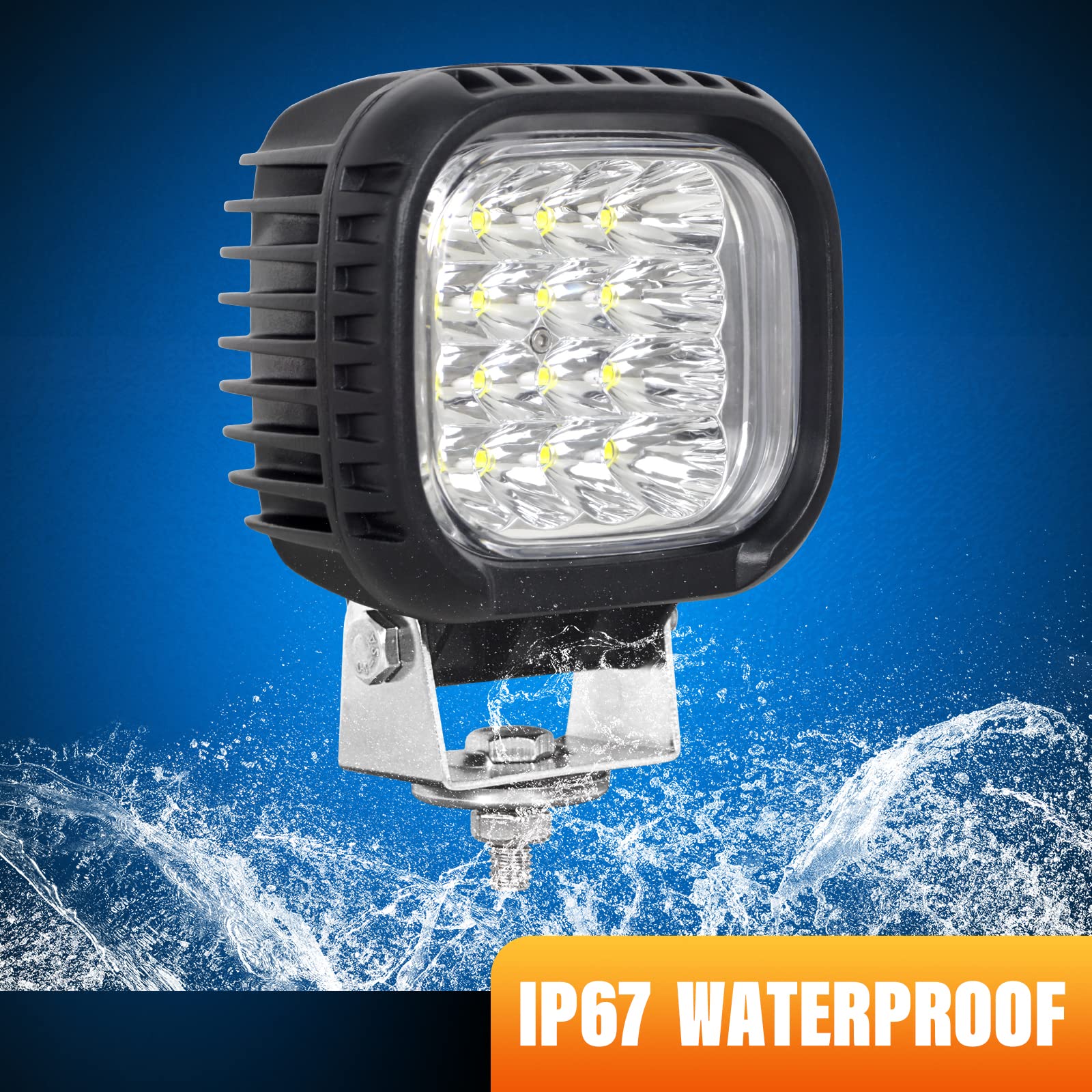 PICAA Luci da lavoro a Led, 5 Pollici 48W 6000K Bianca Fari Luci Led, 4800LM Esterno Led Spot light per FUORI STRADA Moto 4WD SUV ATV UTV Camion 12V 24V (2 Pezzis)