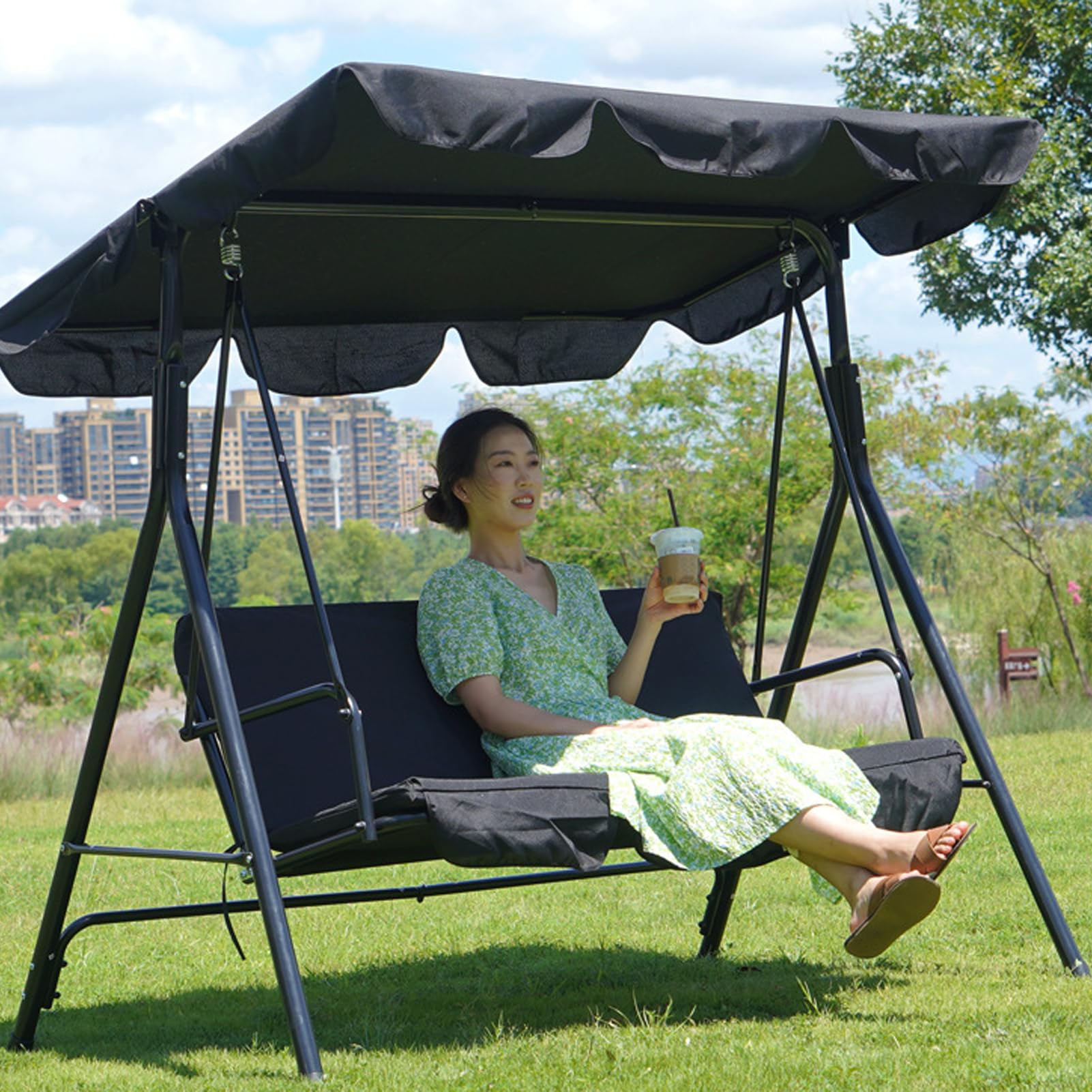 Copertura universale di ricambio per altalena da giardino impermeabile in tessuto 210D durevole per esterni Techo y Asiento de Repuesto para Columpio Facile installazione