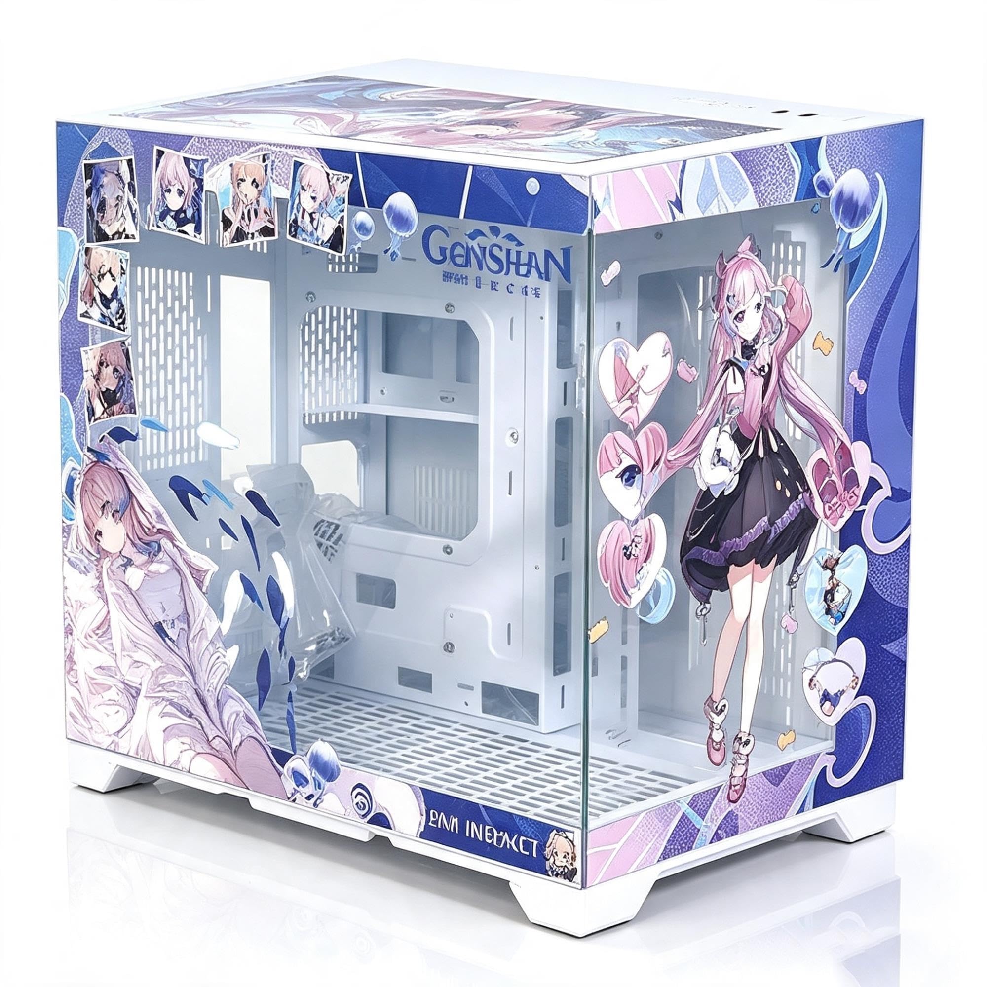 Caja De Computadora ATX Juegos Escritorio Torre Media Puertos USB 3.0 Soporte Vidrio Templado Doble Cara Refrigeración por Agua