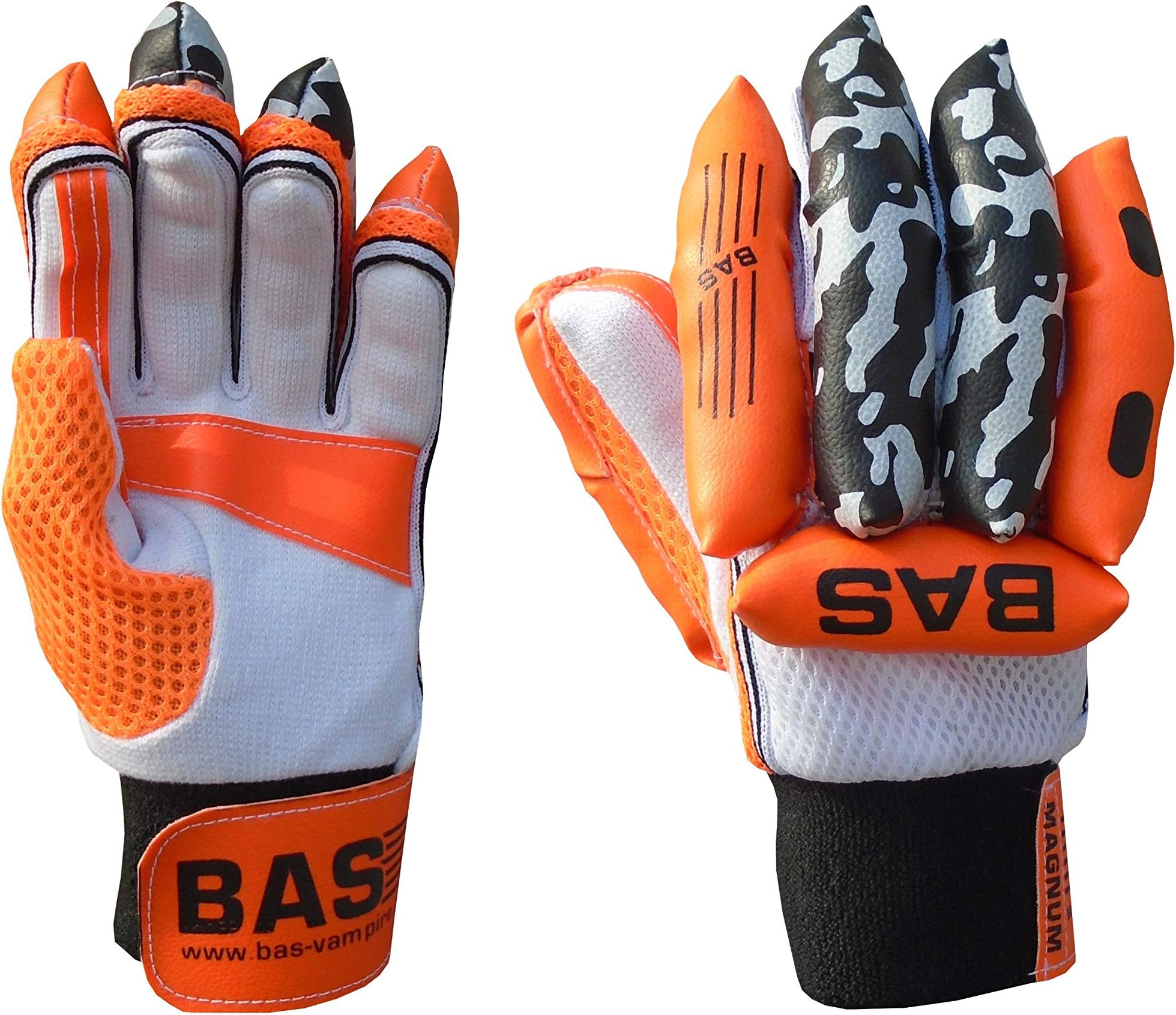 BAS Vampire Magnum Thick Pu And Cotton Padding Youth Cricket Batting Gloves (White), Standard