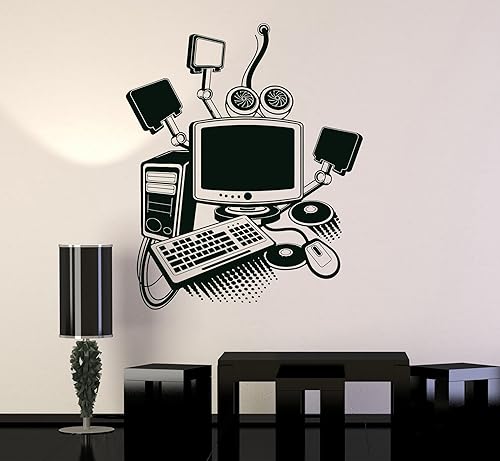 Miniatura 7 de Vinyl Wall Decal Computer Art Gamer Play Room PC Kids Mural Stickers (ig3213) (S 11 in X 13.7 in, Black)