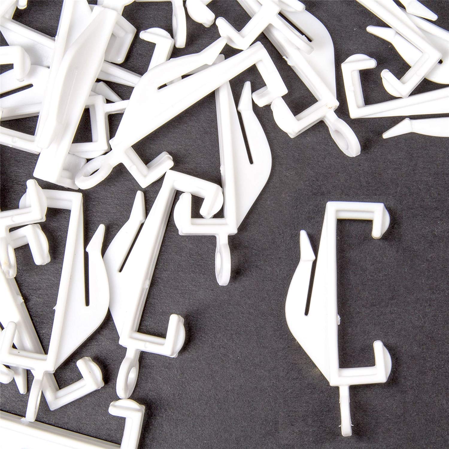 White Hinge White 30X Decorail Curtain Track Gliders - Rail Loop Runner Hooks - Plastic Nylon