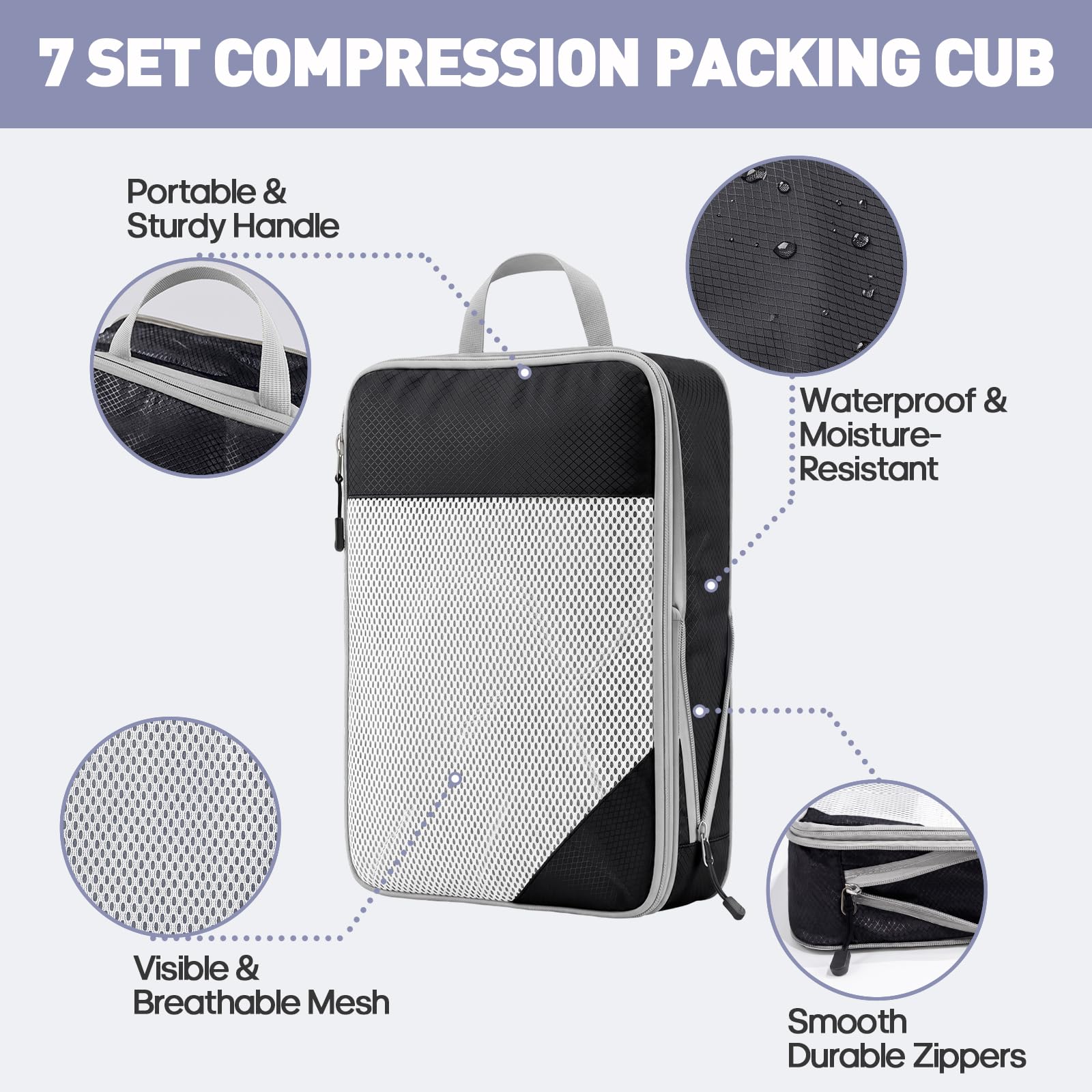 Sutinban 7er-Set Kompressions-Verpackungswürfel für Reisen