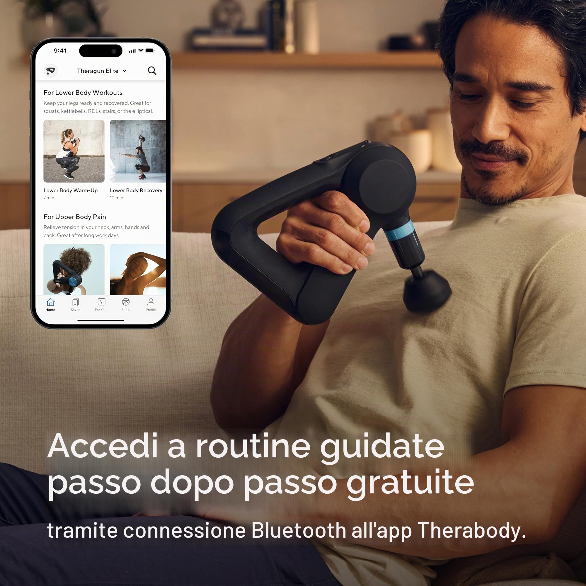 TheraGun Elite - Handheld Electric Massage Gun - Bluetooth Enabled Percussion Therapy Device for Athletes - Powerful Deep Tissue Muscle Massager with QuietForce Technology - 5th Generation - Black