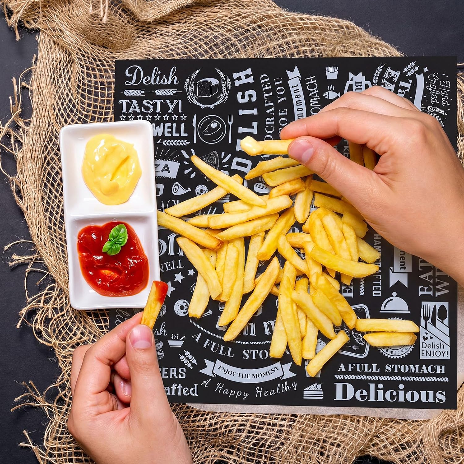 500 Pcs 7.87x7.87"Deli Paper Sheet Grease Resistant Wax Paper Sheet, Black