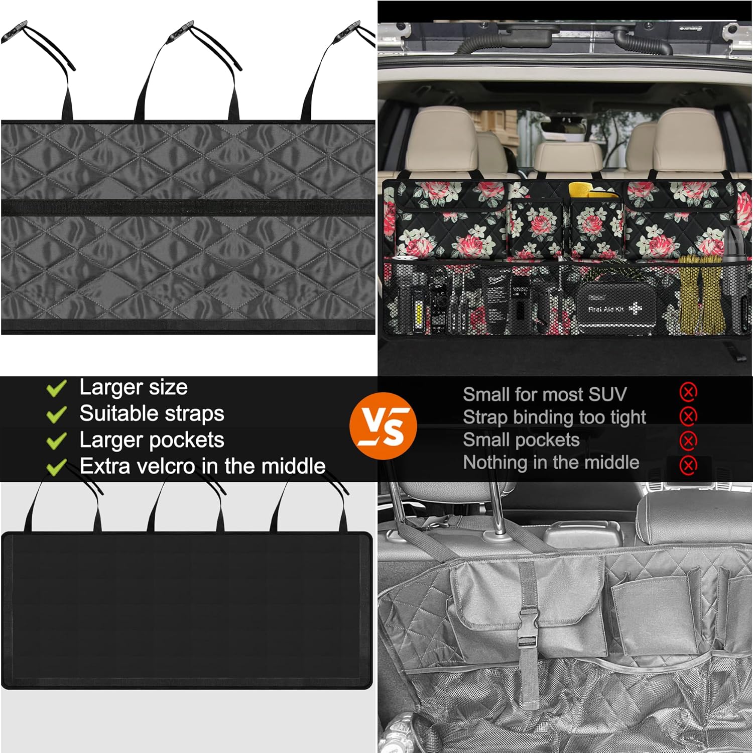 Car Trunk Organizer, Lar acity Baseat Trunk Organizer,