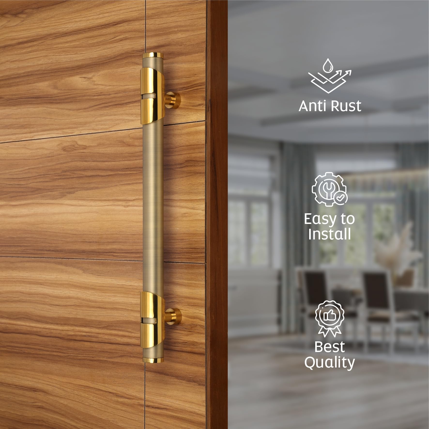 LAPO 36" Antique Gold Door Handle - Stainless Steel & Brass -5 LAPO 36" Antique Gold Door Handle - Stainless Steel & Brass -5