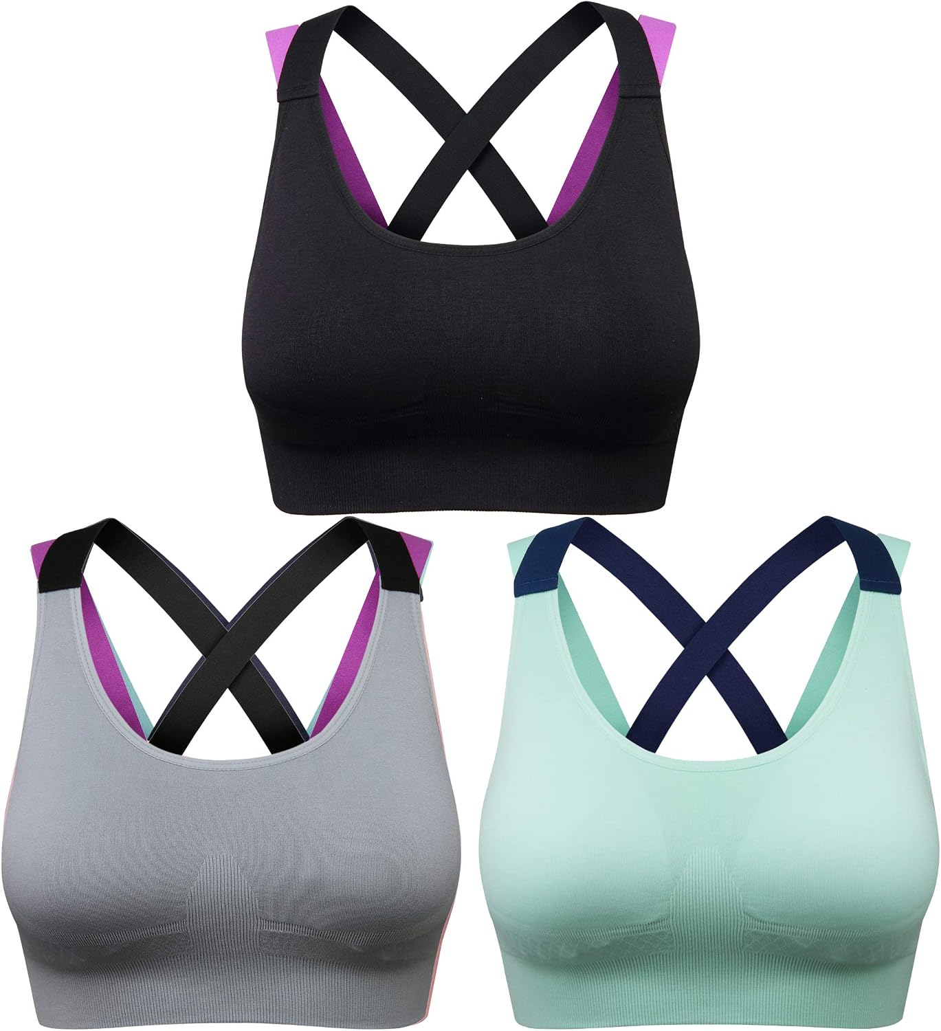BAOMOSI Racerback Sports Bra Padded Seamless High Impact Support Yoga Gym Workout Fitness