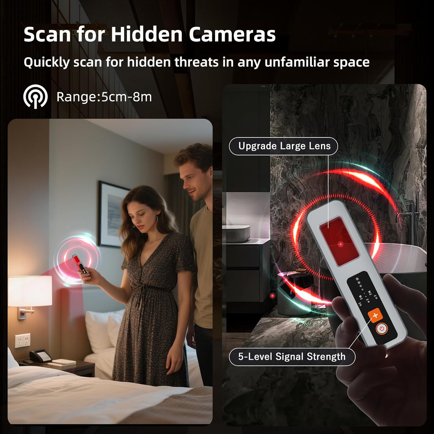 SynWave Hidden Camera Detector、 Portable Camera Detector, Hidden Bug and Camera Detector, GPS Detector, HiddenCamera Detectors for Hotels, Travel, Office