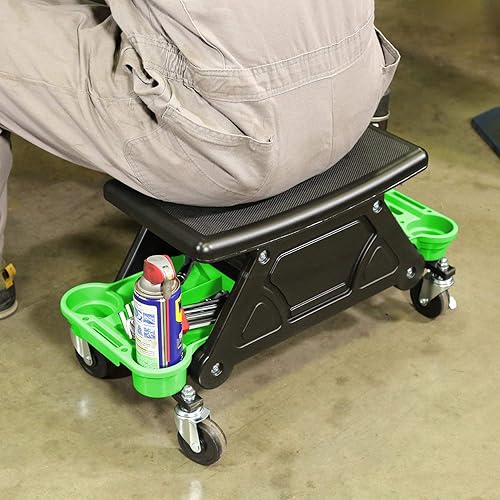 Miniatura 9 de OEMTOOLS 24986 - Banco de trabajo rodante y asiento de enredadera, taburete mecánico con ruedas, enredaderas, taburetes de tienda con ruedas,