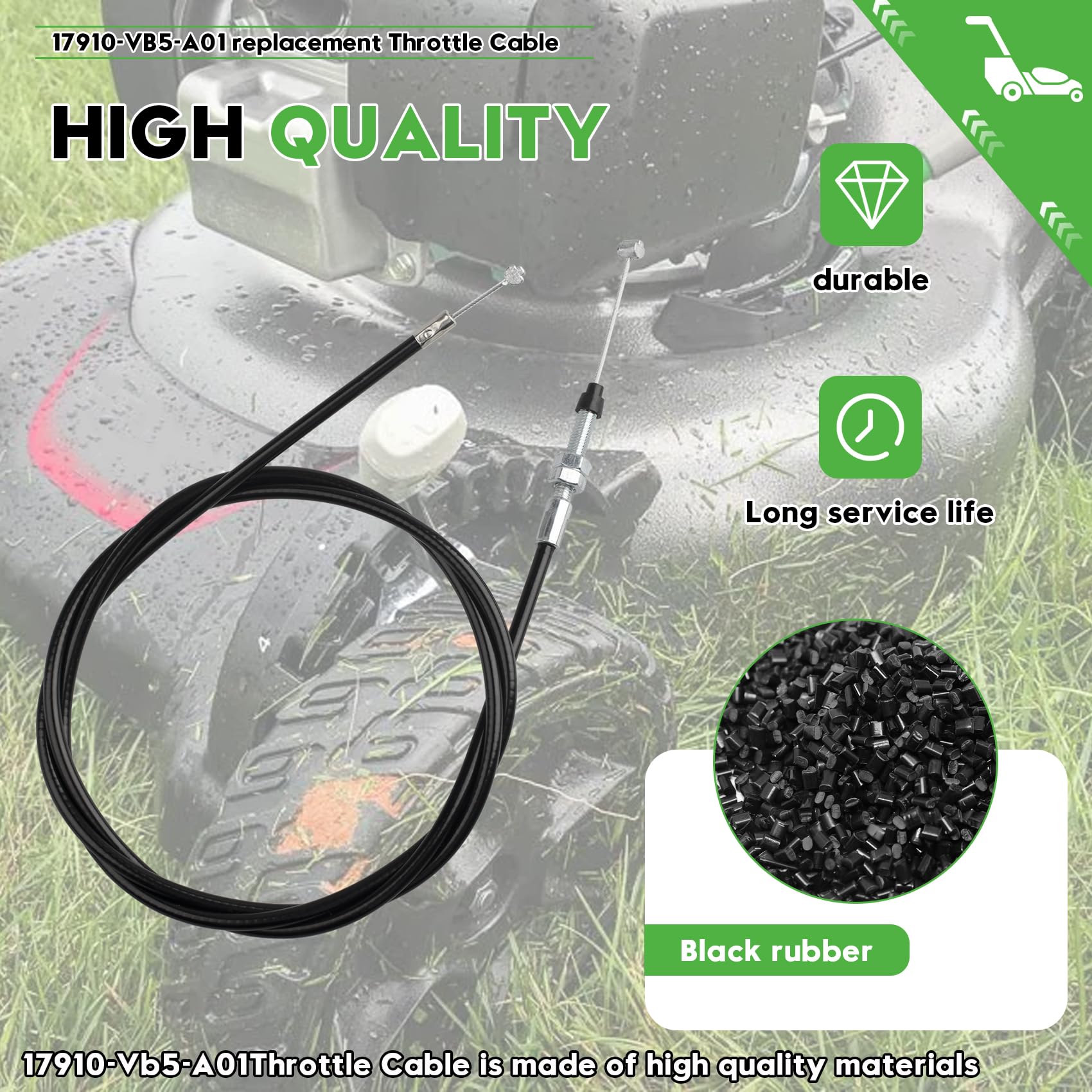 17910-VB5-A01 - Cable de acelerador de repuesto para Honda, compatible con cortacésped Honda HRA214, HRA215, HRA216, HRC215, HRC215K1, HRC216, HRC316, HRC216K1, sustituye a 17910-Va4-800, Sta. ens 290