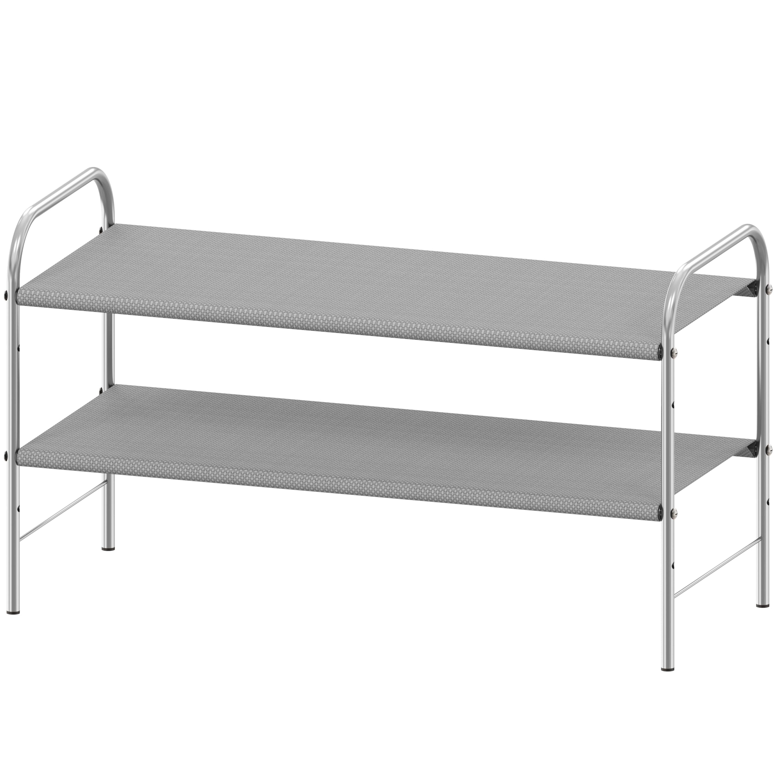 Simple Houseware 2-Tier Shoe Rack Storage Organizer, 12 Pairs, Grey